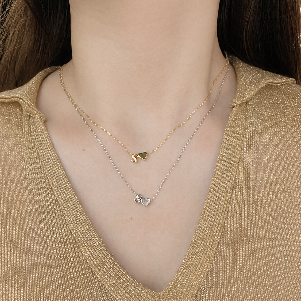 Heart and Initial Pendant Necklace