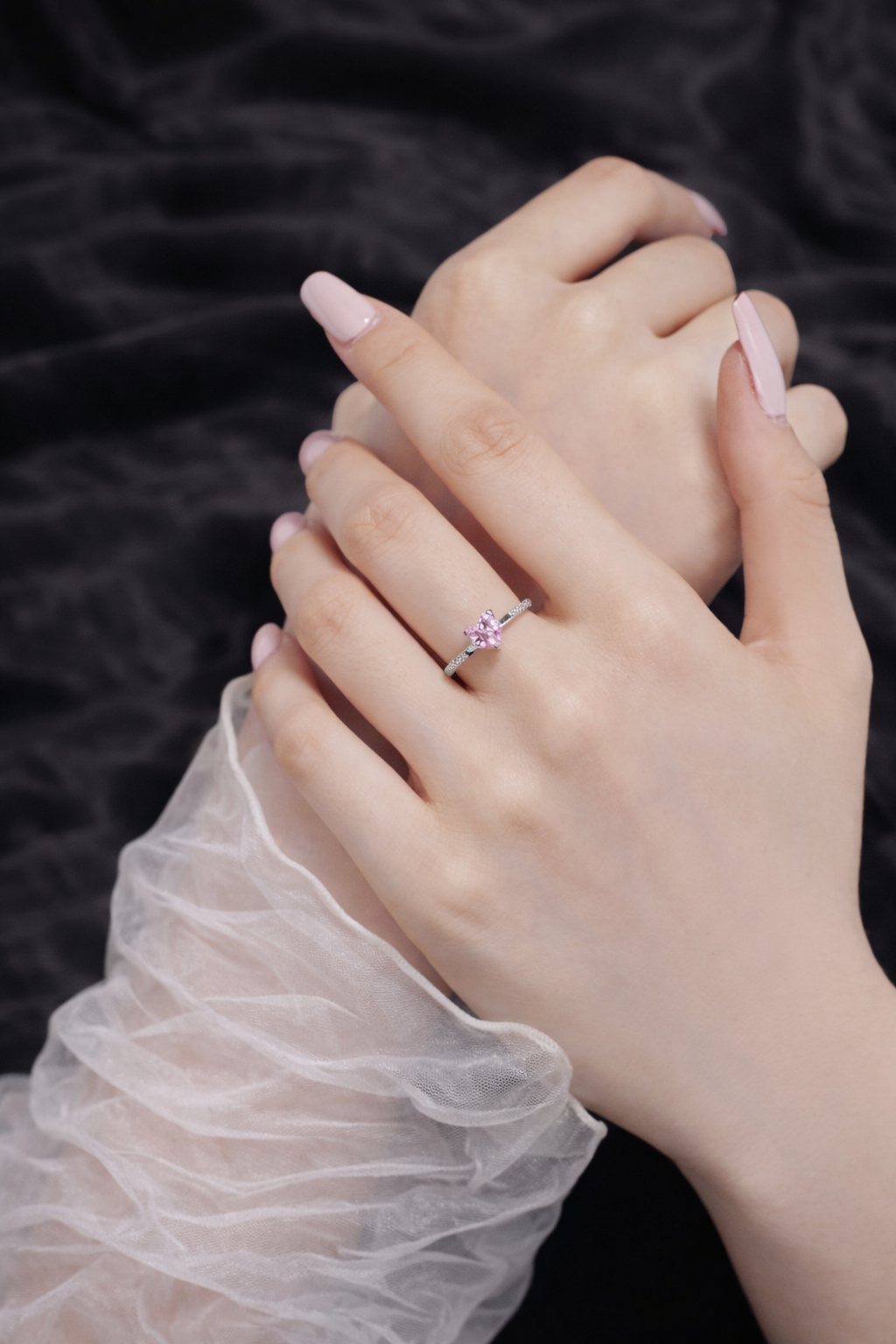 Detachable Pink and Open Heart Ring