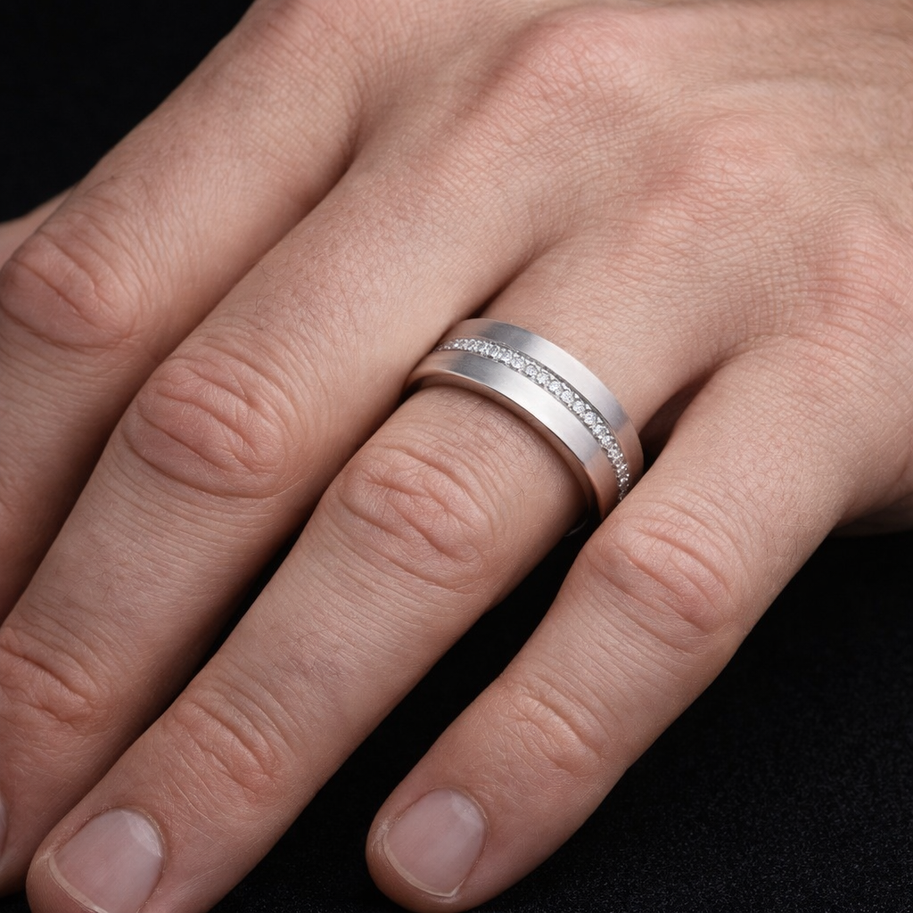 Wedding Band with Zircon