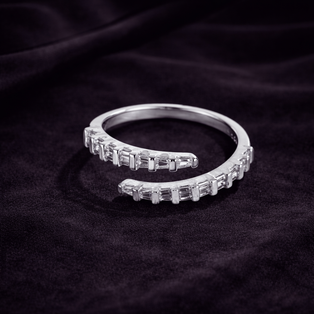 Two-Tailed Ring - Rhodium Plated