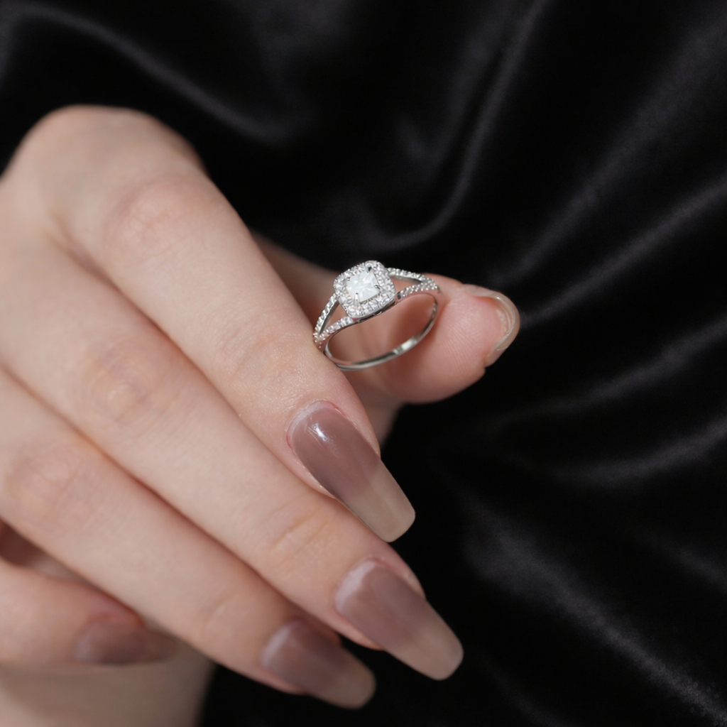 Square White Opal Ring