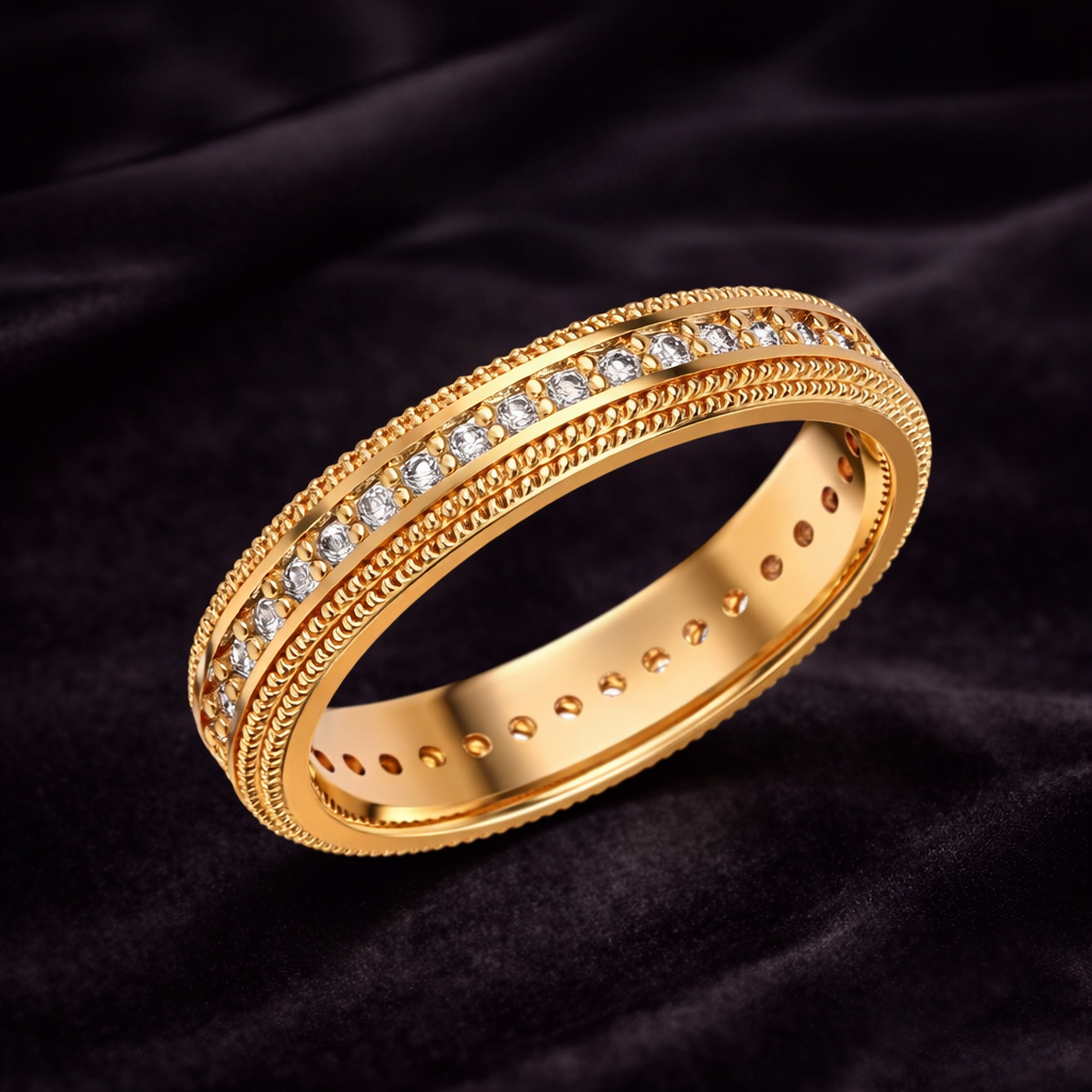 Channel Set Zircon Gold Wedding Band