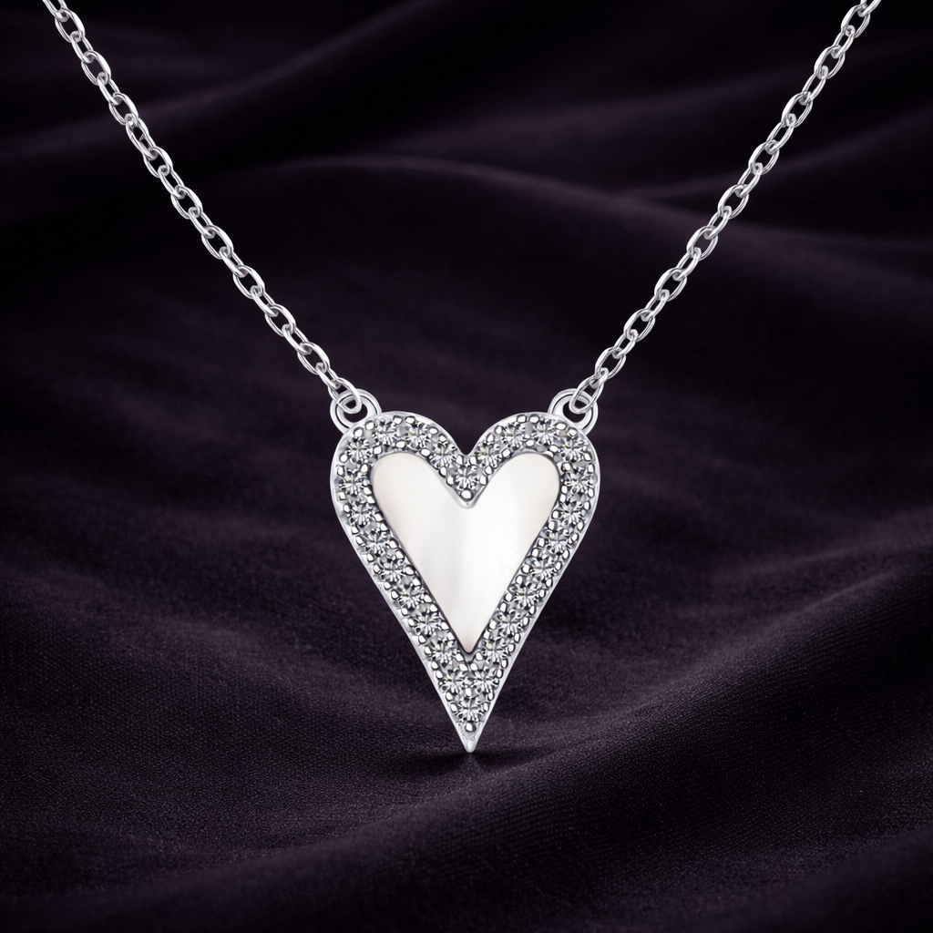 White Shell Heart Necklace