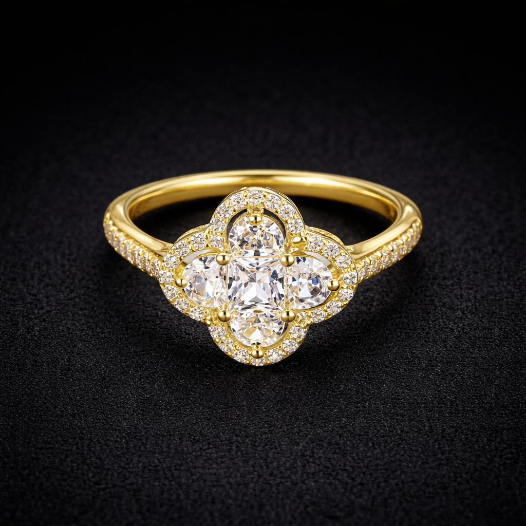 White Clover Gold Ring