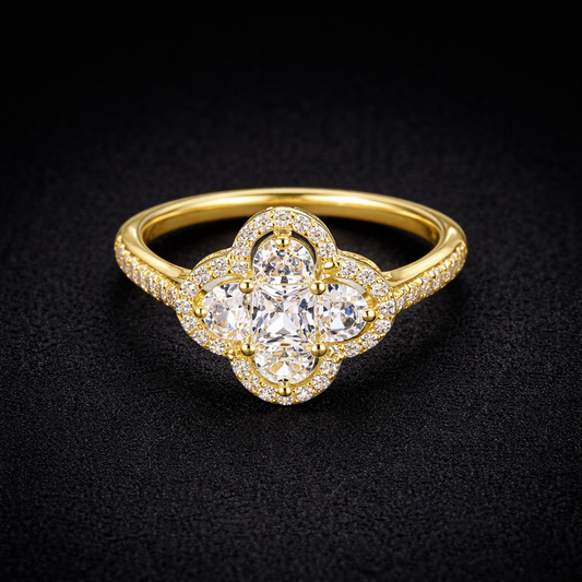 White Clover Gold Ring
