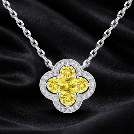 Yellow Clover Pendant Necklace