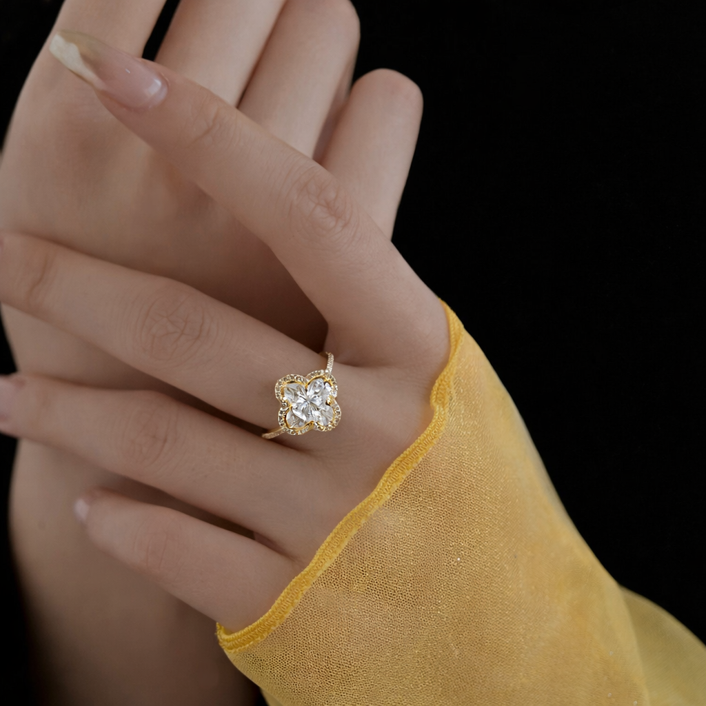 White Clover Gold Ring