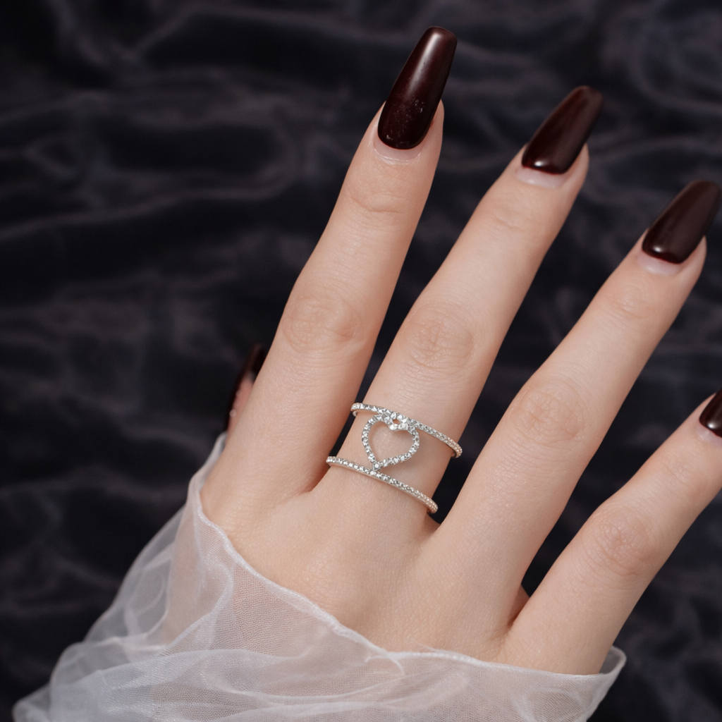 Open Heart Double Band Ring