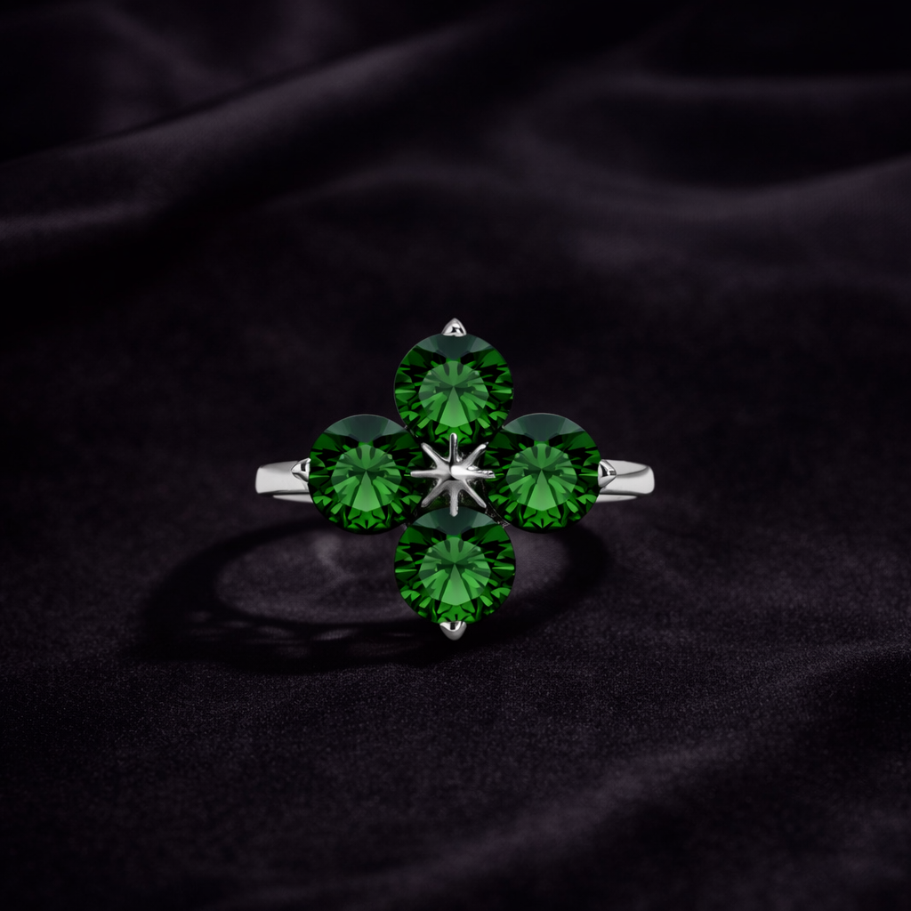 Eight-point Star Clover Ring - Green