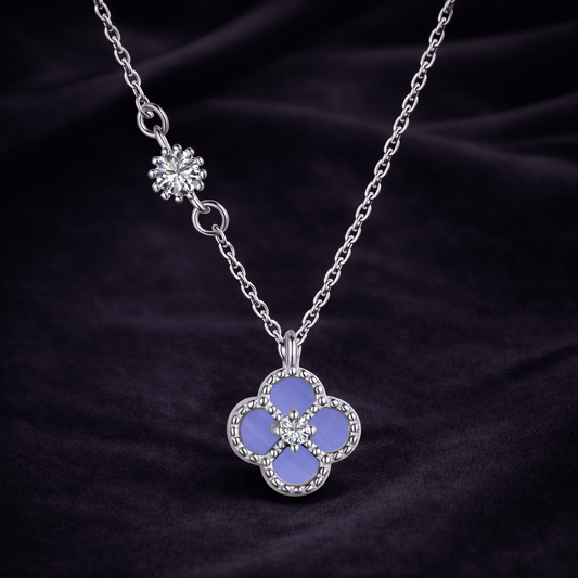 Four Leaf Pendant Necklace - Light Purple