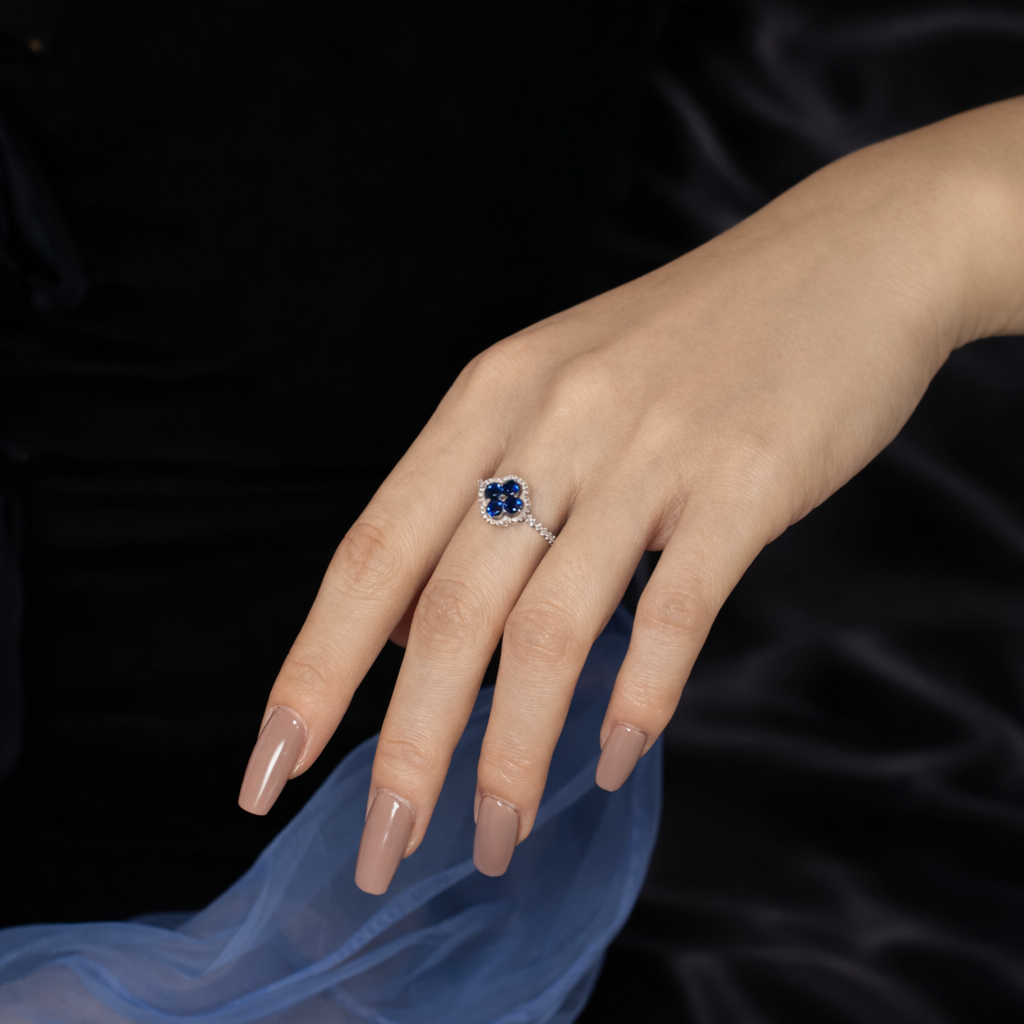 Royal Blue Clover Ring