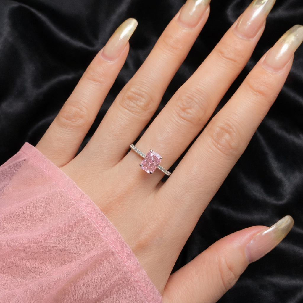 2 Carat Pink Gemstone Engagement Ring
