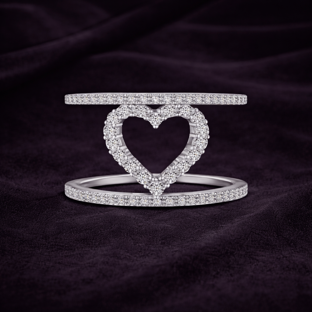 Open Heart Double Band Ring