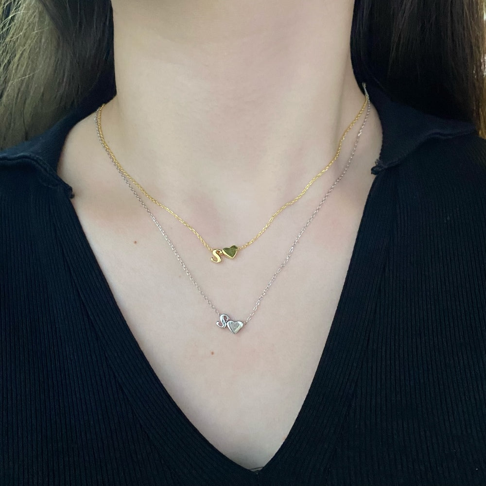 Heart and Initial Pendant Necklace