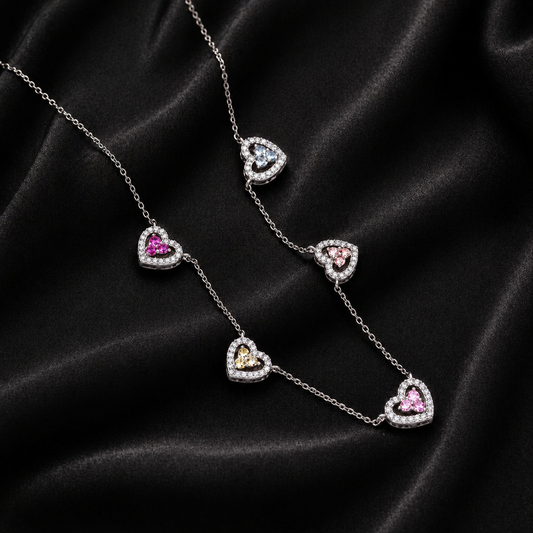 Five Heart Charms Necklace