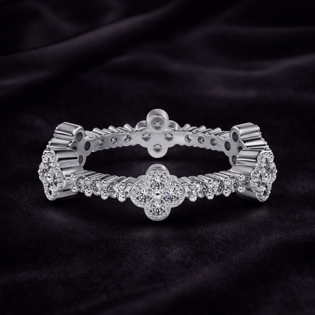 Six Clover Eternity Ring - Crystal