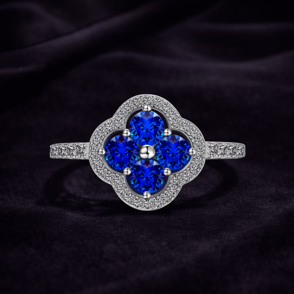 Royal Blue Clover Ring