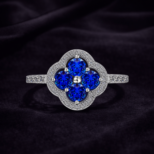 Royal Blue Clover Ring