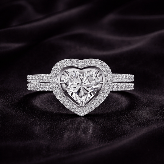 Detachable Crystal and Open Heart Ring