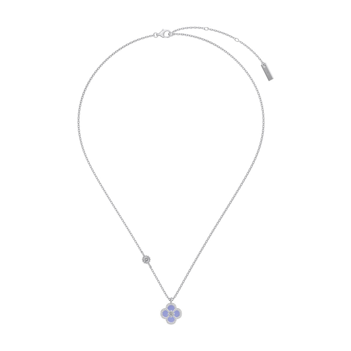 Four Leaf Pendant Necklace - Light Purple